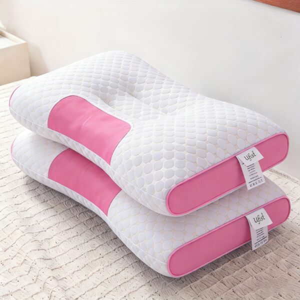 Purchase One And Receive Another at No Cost, Two Soft Woven Neck Massage Pillows for Couples - Featuring Adjustable Ergonomic, High-Quality Pillow Core, And a Removable Pillowcase for Enhanced Sleeping Comfort.