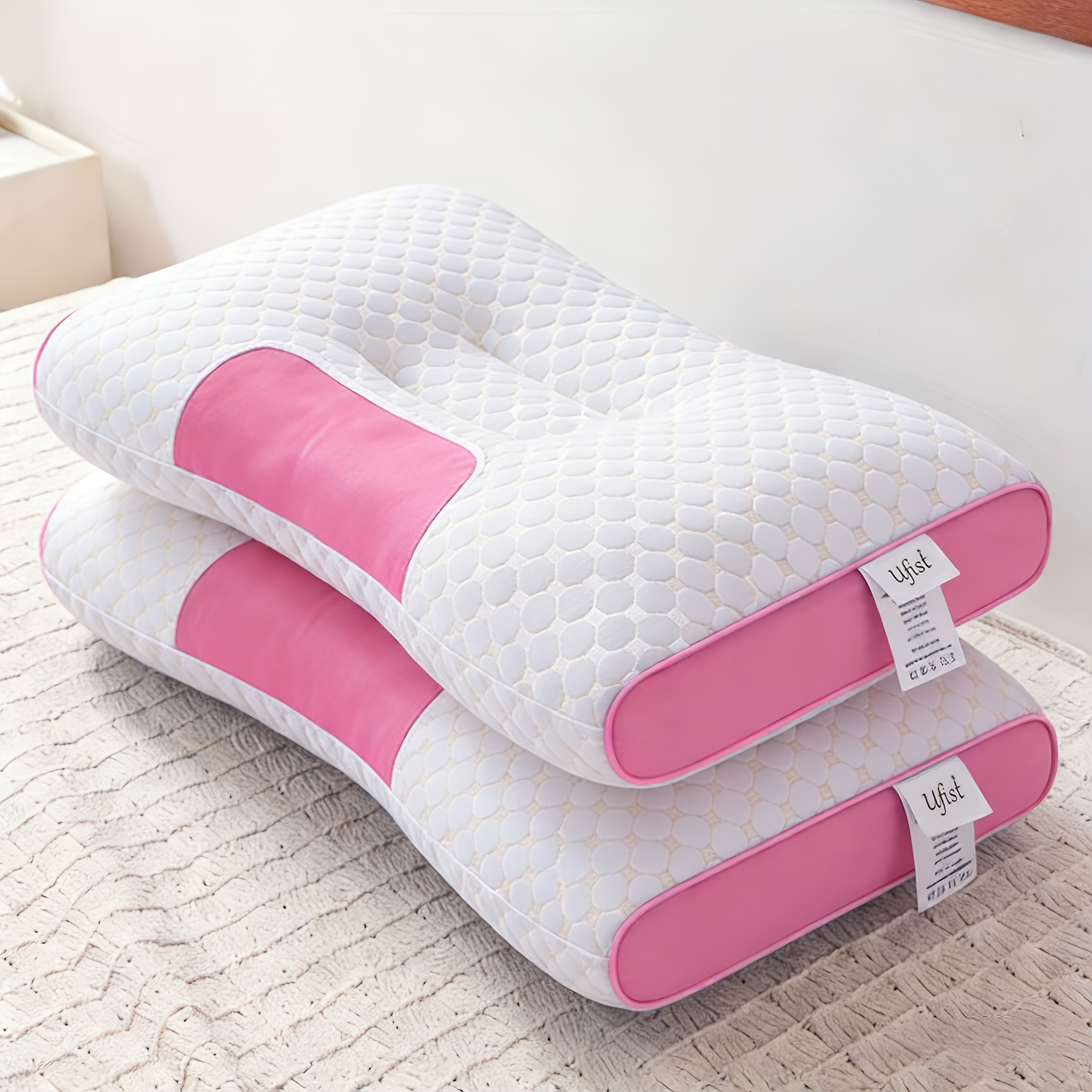 Purchase One And Receive Another at No Cost, Two Soft Woven Neck Massage Pillows for Couples - Featuring Adjustable Ergonomic, High-Quality Pillow Core, And a Removable Pillowcase for Enhanced Sleeping Comfort. - Image 3