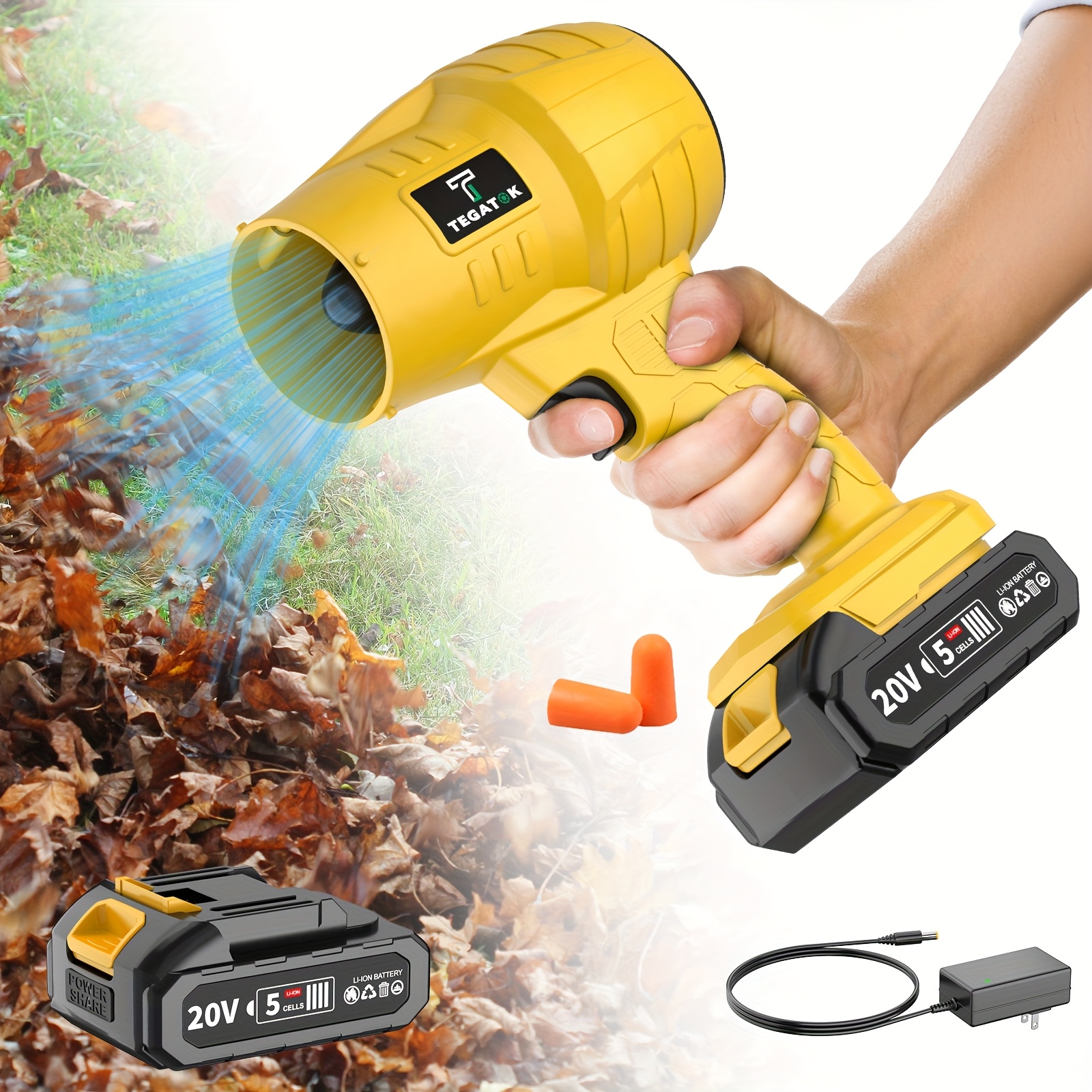 Turbo Blower, 20000RPM Electric Cordless Leaf Blower, 20V 2.0/4.0AH Battery Jet Dry Blower, High Pressure Air Blower, Jet Blower Car Dryer, Hand Held Snow Blower, Home Outdoor, Blowing Leaves And Dust, Birthday Or Holiday Gifts - Image 7